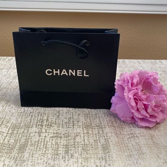 Chanel Black Paper Shopping/Gift Bag.  4.5" long by 5.75" wide and 2" deep. VGUC - Picture 1 of 5